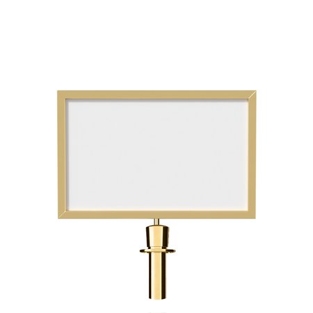 MONTOUR LINE Stanchion Post Top Sign Frame 14x22" H Pol Brass, WET FLOOR..CAREFUL HDSF-1422-H-PB-WETFLRDBL